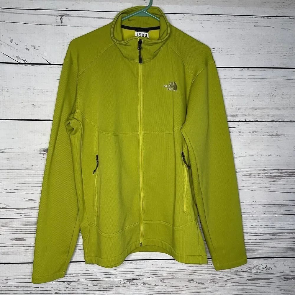 The North Face Mens Fleece Lined Jacket Mustard Yellow Long Sleeve Zip Up Size L